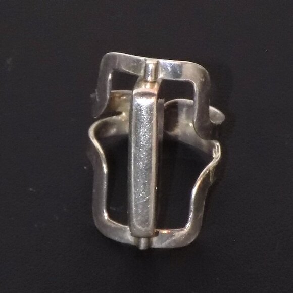 Vintage 950 Silver Reversible Turquoise & Abalone Rotating Cuff Ring 7.5 to 9.5 - Picture 3 of 7